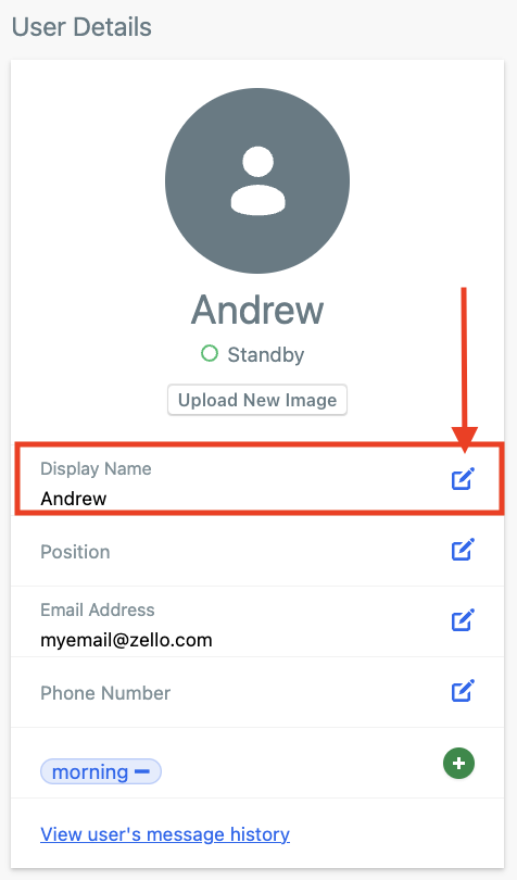 Edit the user's display name