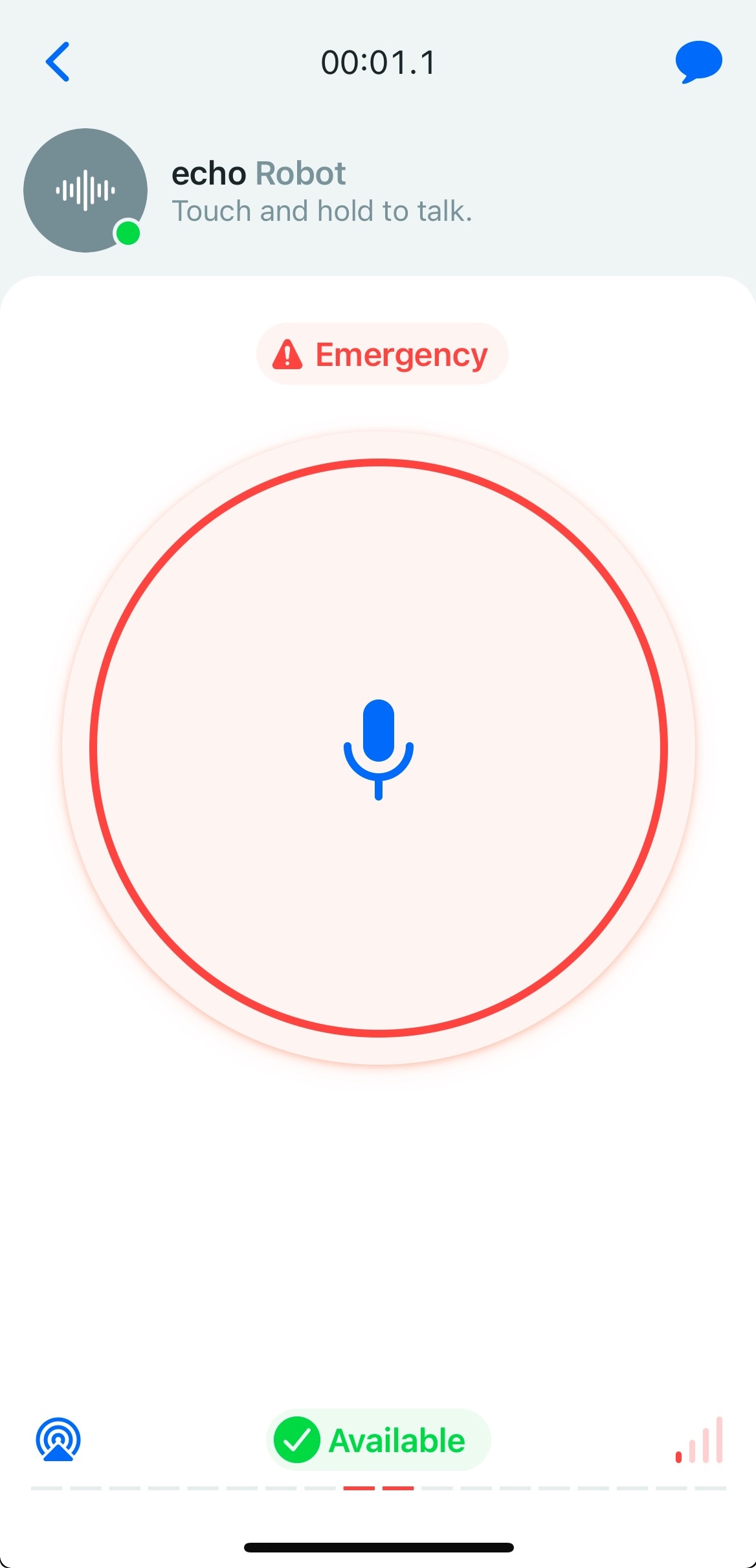Transmitting a voice message red PTT button.jpeg
