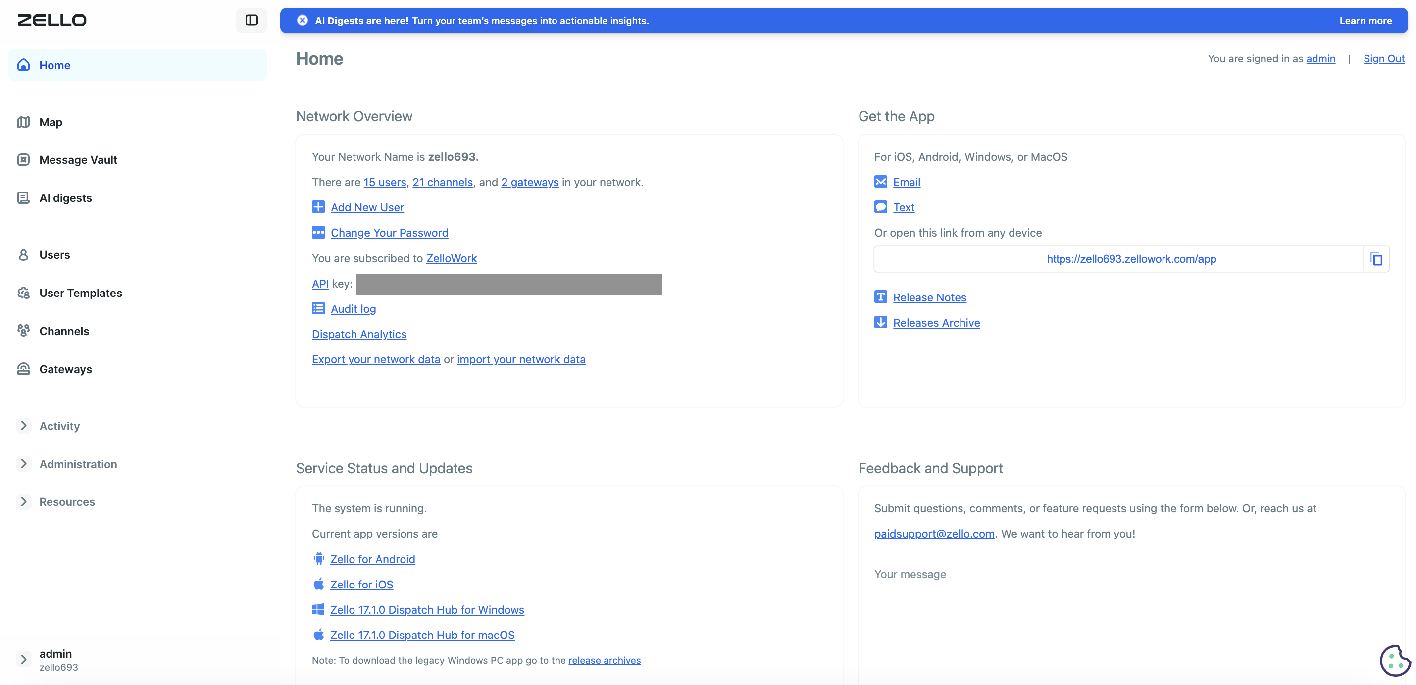 Updated interface home page