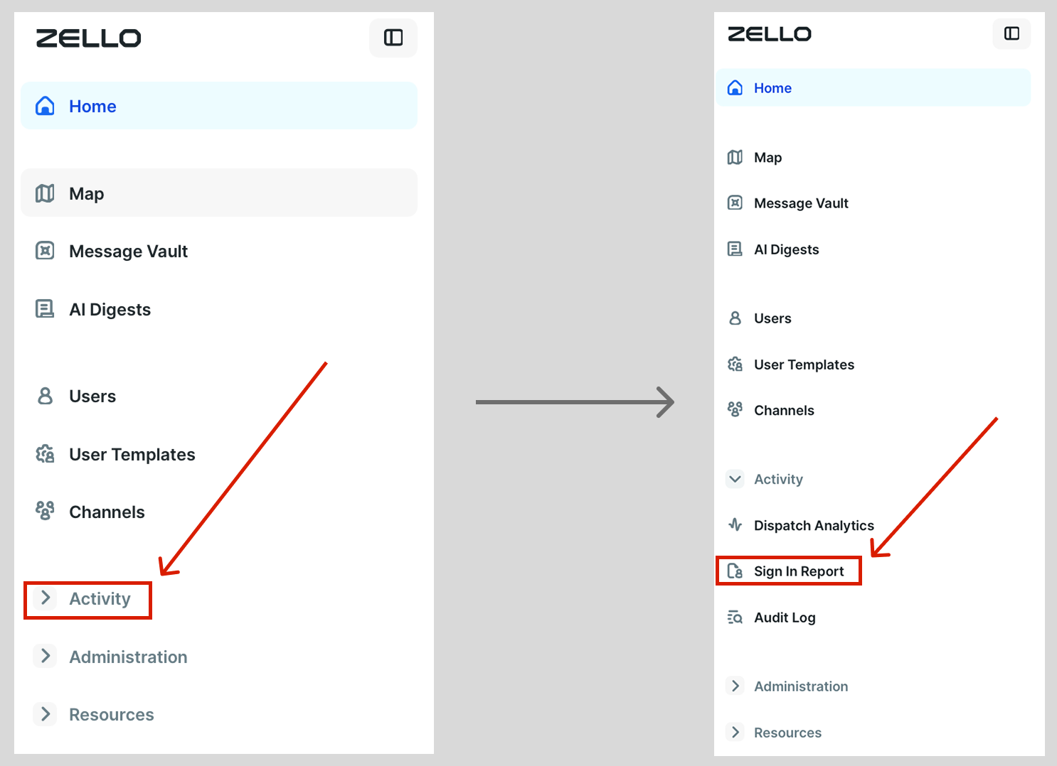 How to download a sign in report – Zello Work